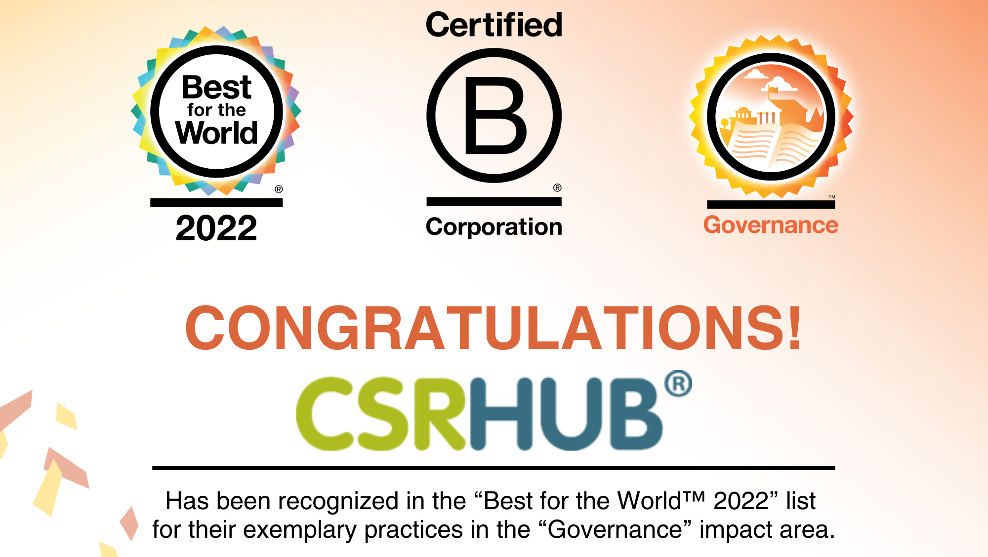 CSRHub Recognized As "Best For The World 2022” B Corp Honoree